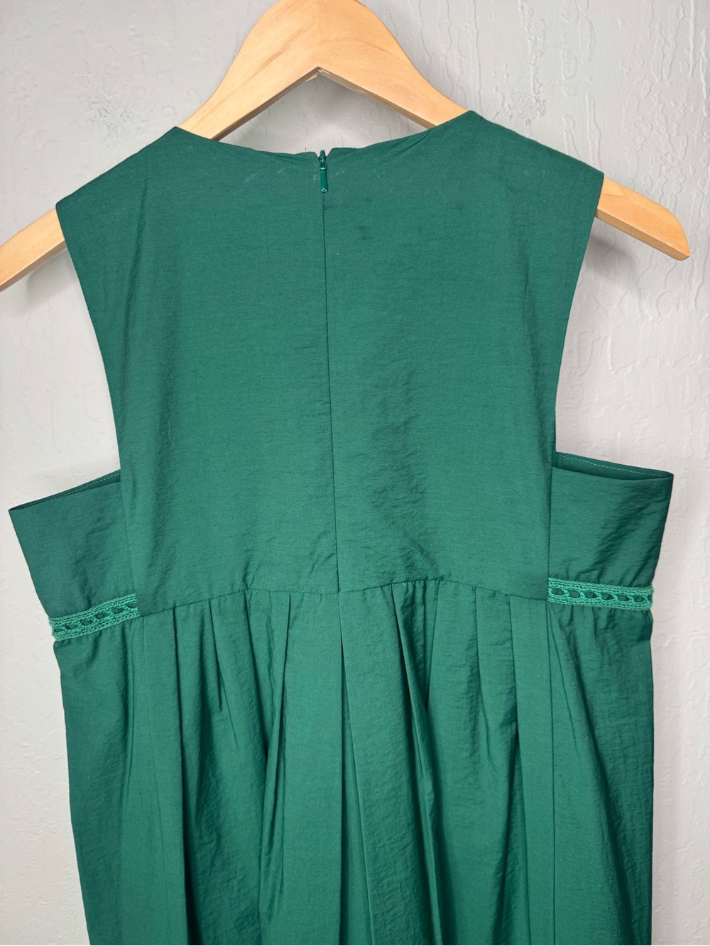 NWT MAX MARA “Volta” Green Cotton Poplin Maxi Dress with Crochet Bodice - Picture 13 of 16